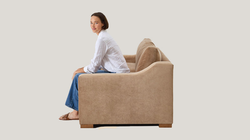 Caption: Shown in Becket Latte • Model is 5'11" | Lifestyle
